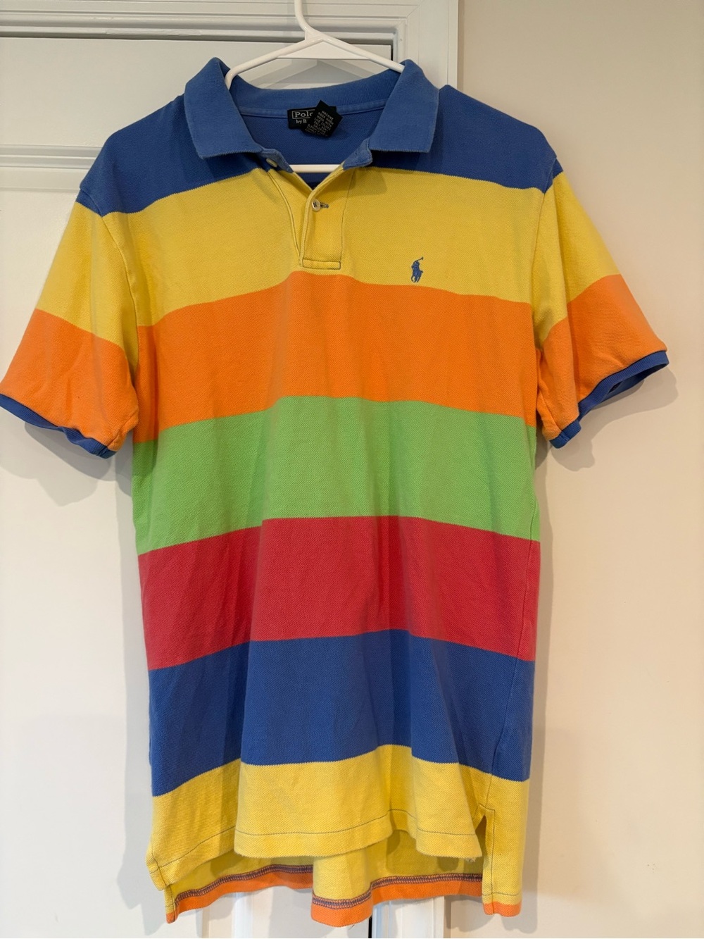 Vintage Polo Ralph Lauren Rainbow Colorblock Striped Shirt Kids XL